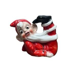 Christmas Vintage MCM Santa‎ Elf Pixie Long Beard Figurine All Tied Up Japan